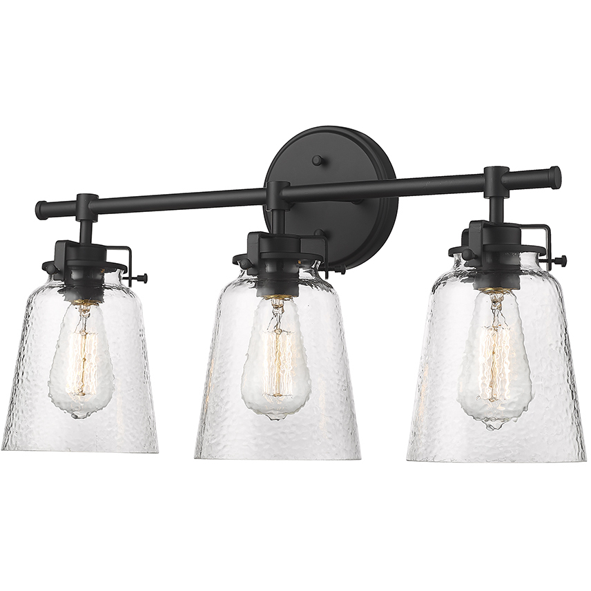 Amberose 3 Light 22.9 inch Matte Black Bathroom Vanity Light Wall Light